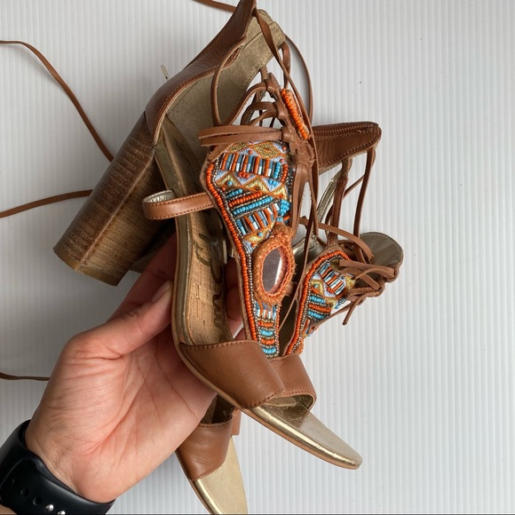 Sam Edelman | Yvette | Tribal Beaded Block Heels - Picture 5 of 10